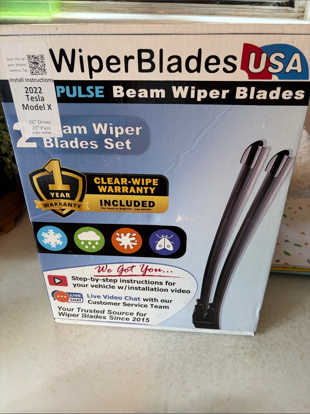 22’ TESLA MODEL X WiperBlades USA Pulse Beam Wiper Blades - Black NIB